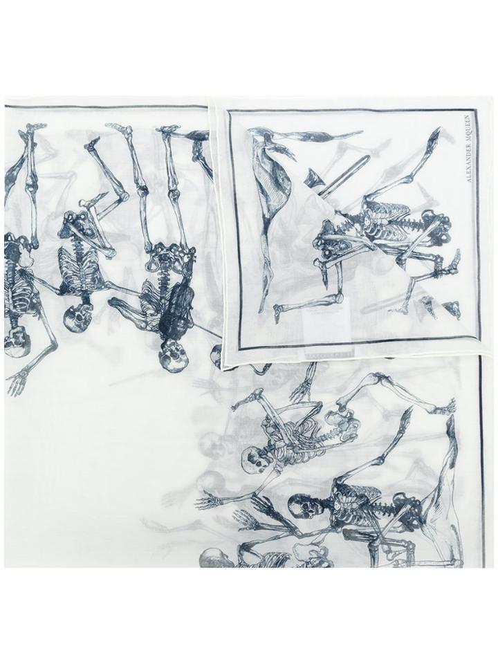 Alexander Mcqueen Dancing Skeleton Scarf - White