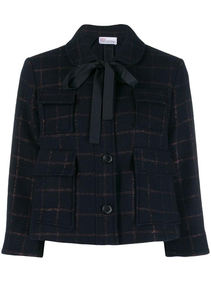 Red Valentino Checked Cropped Jacket - Blue