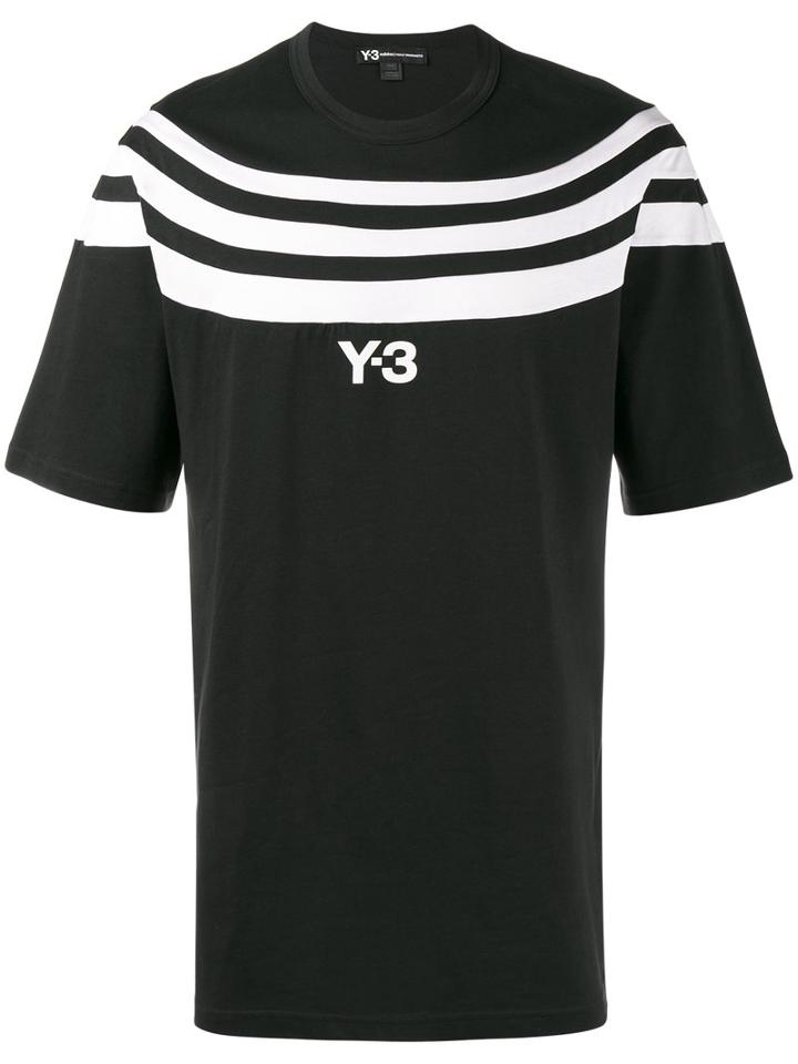 Y-3 Logo T-shirt With Three Stripes, Men's, Size: Large, Black
