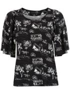 Alcaçuz Fronteira Printed Top - Black