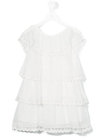 Patachou Ruffled Dress, Girl's, Size: 6 Yrs, White