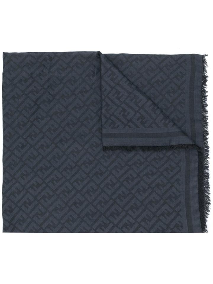 Fendi Logo Print Scarf - Grey