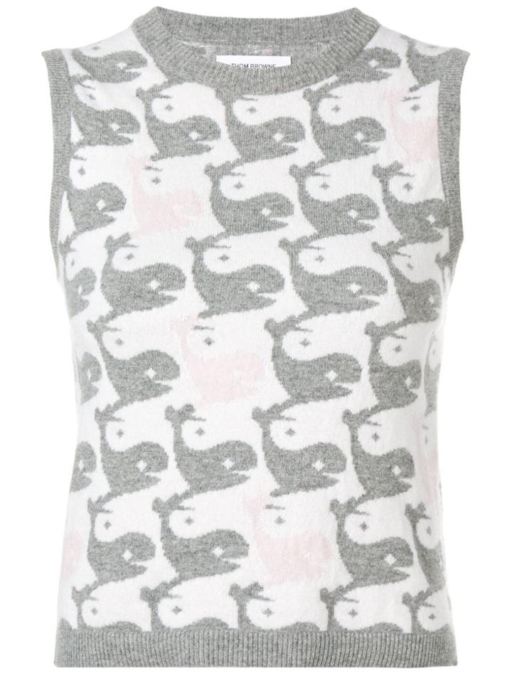 Thom Browne Whale Intarsia Cashmere Shell Top - Grey