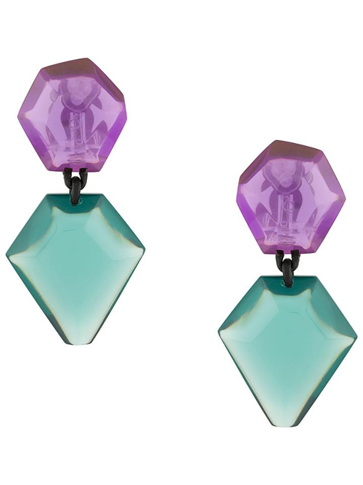 Monies Resin Crystal Drop Earrings - Green