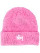 Stussy Embroidered Logo Beanie Hat - Pink