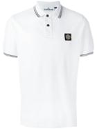 Stone Island Logo Patch Polo Shirt, Men's, Size: Xxl, White, Cotton/spandex/elastane