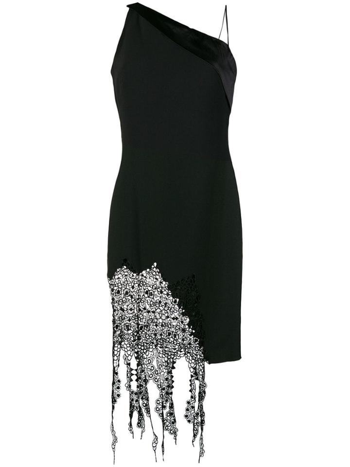 Moschino Vintage Lace Fringe Asymmetric Dress - Black