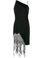 Moschino Vintage Lace Fringe Asymmetric Dress - Black