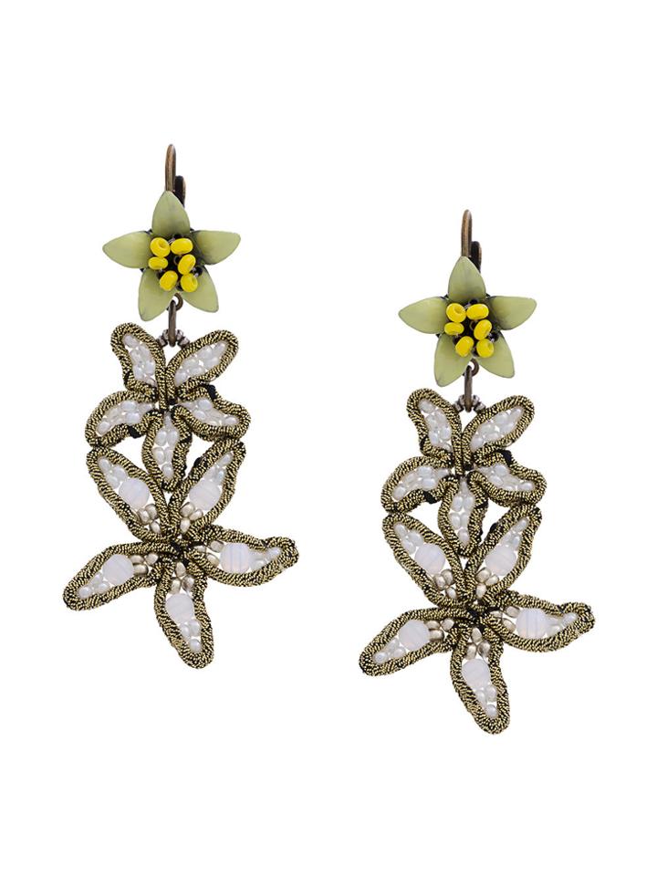 Cityshop Flower Embellished Earrings - White