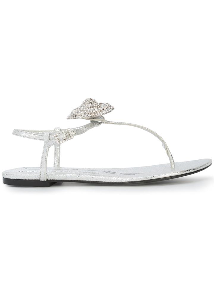 Oscar De La Renta Rhinestone Embellished Sandals - Metallic
