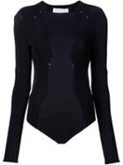 Esteban Cortazar Studded Panel Bodysuit, Women's, Size: 40, Black, Viscose/acetate/polyamide/spandex/elastane