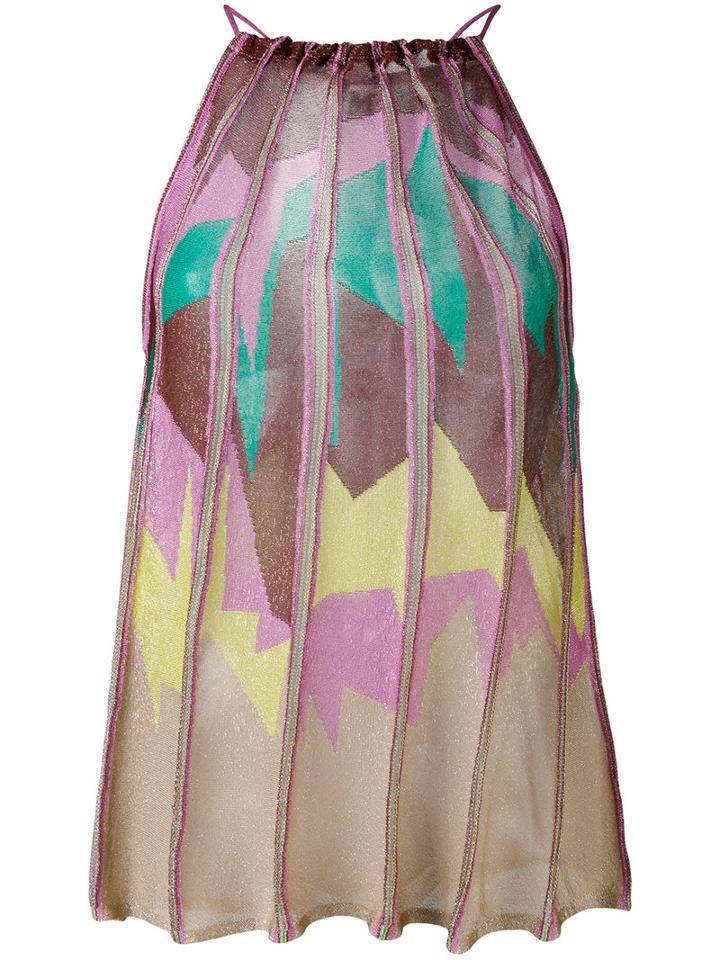 M Missoni - Pleated Print Top - Women - Polyester/viscose - 38, Polyester/viscose