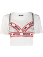 Moschino Bra Print Crop T-shirt - White