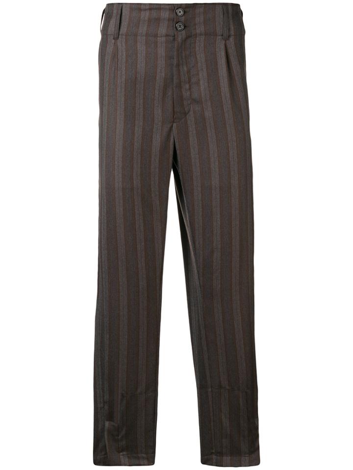 Ann Demeulemeester Striped Tapered Trousers - Grey