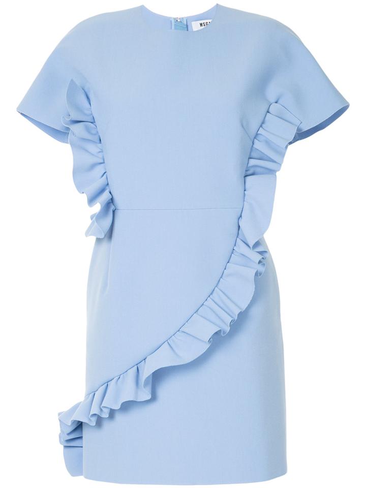 Msgm Ruffled Shift Dress - Blue