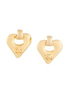 Chanel Vintage Cc Logos Heart Motif Earrings - Gold