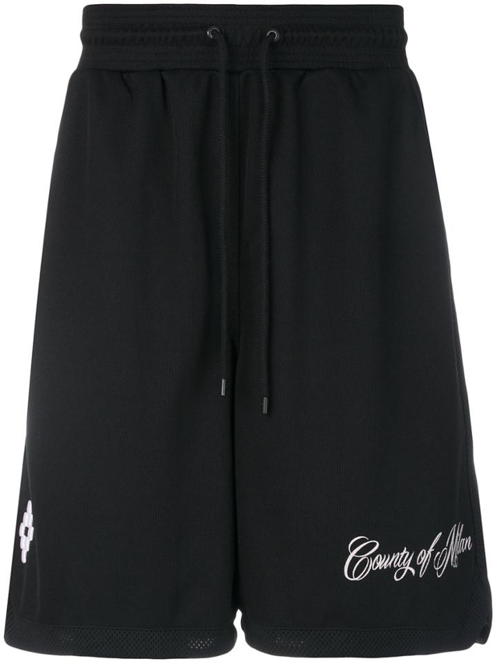 Marcelo Burlon County Of Milan Logo Embroidered Shorts - Black