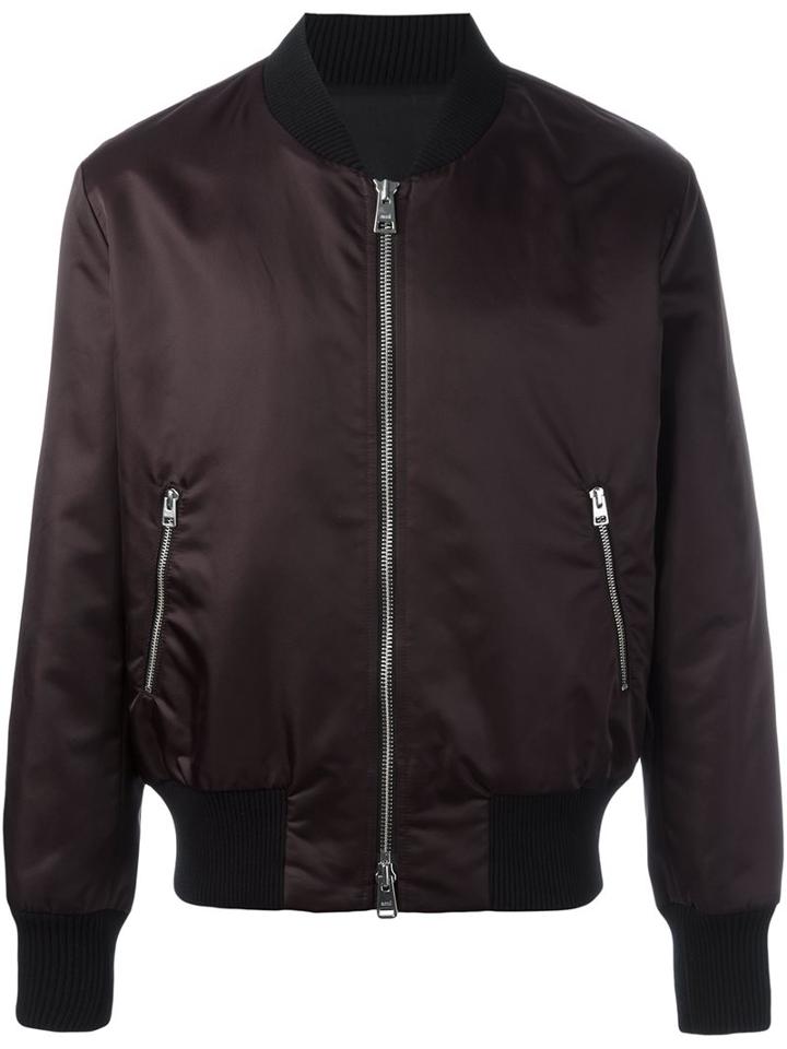 Ami Alexandre Mattiussi Zip Up Bomber Jacket, Men's, Size: Large, Pink/purple, Polyamide/cotton/acetate/spandex/elastane