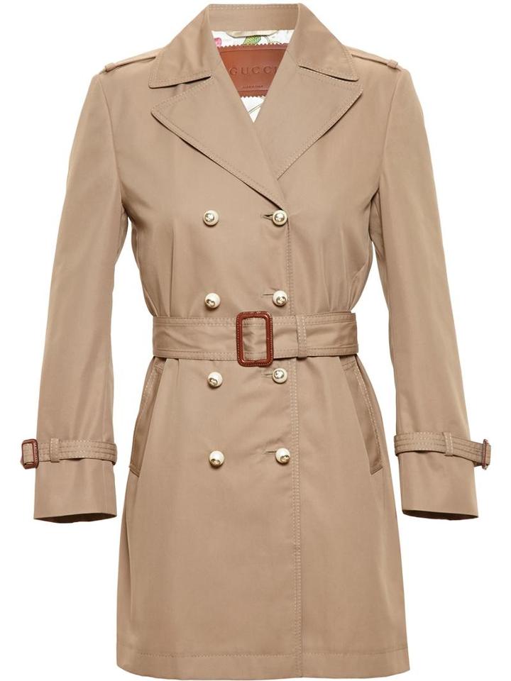 Gucci Trench Coat, Women's, Size: 44, Brown, Cotton/polyamide/silk/viscose