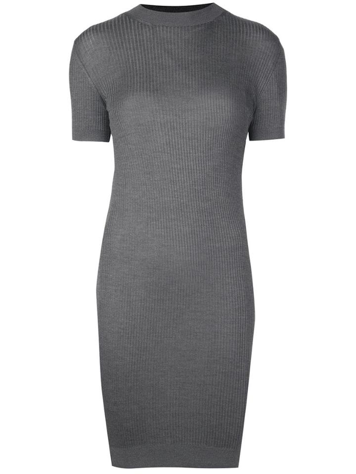 Vera Wang Ribbed Knit Mini Dress - Grey