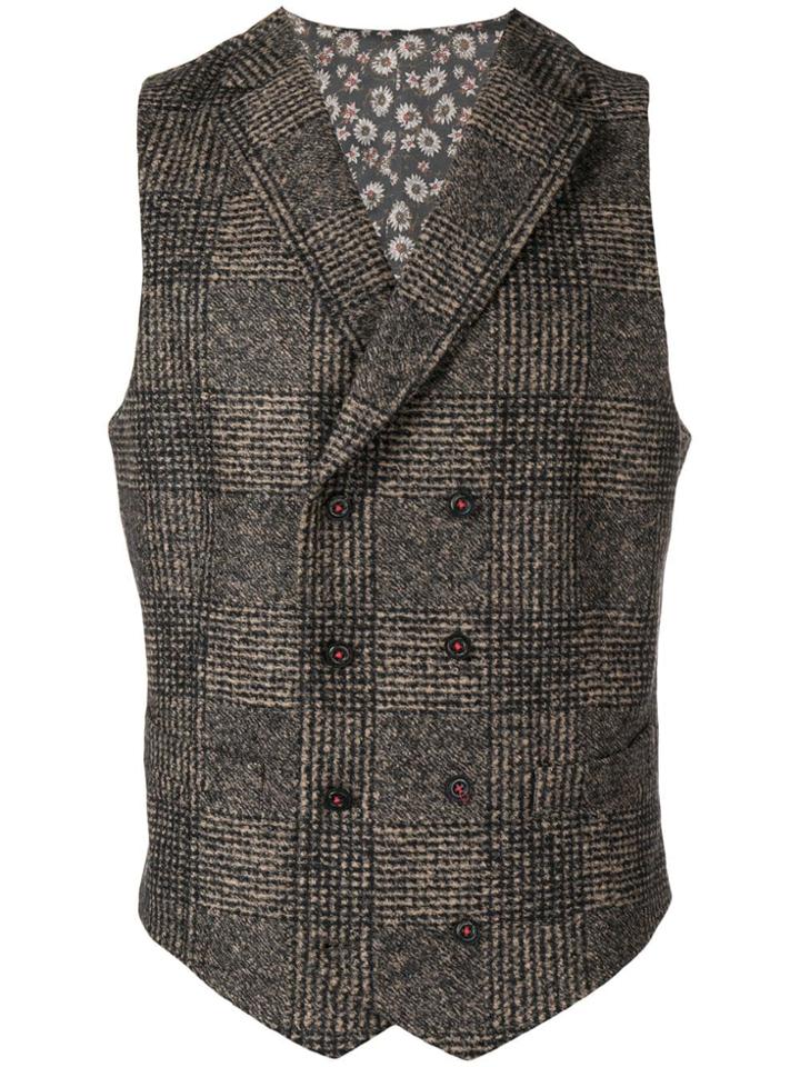 Manuel Ritz Checked Waistcoat - Nude & Neutrals