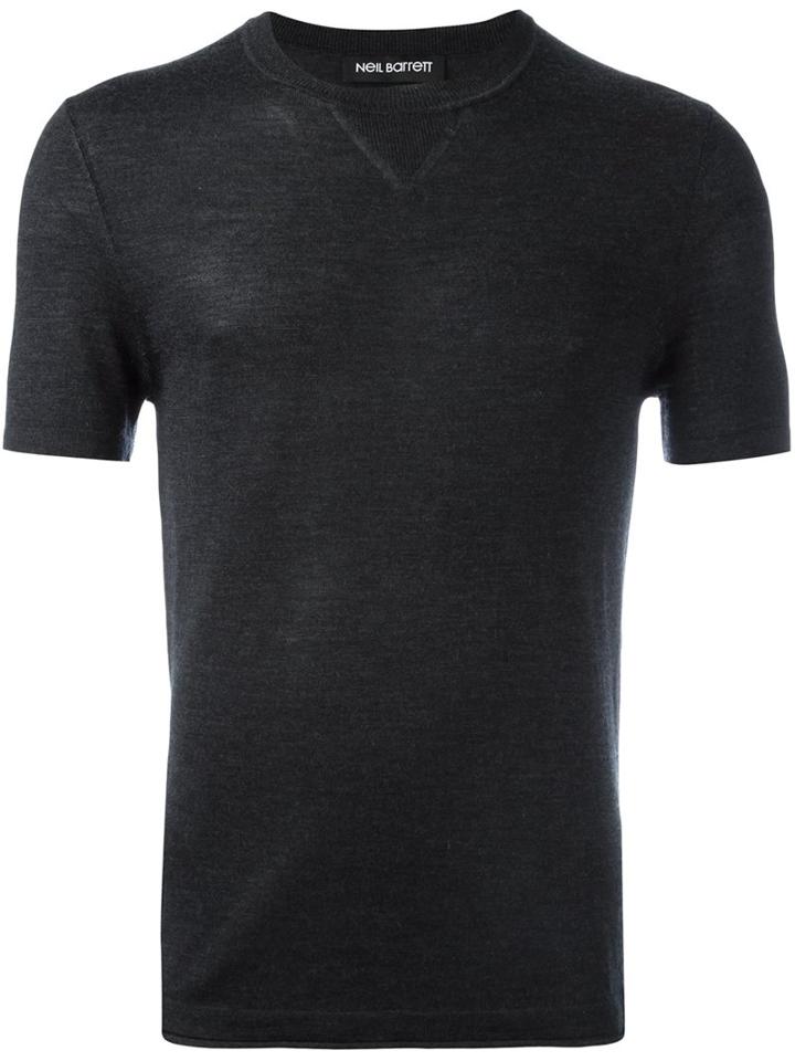 Neil Barrett Knitted T-shirt, Men's, Size: Large, Grey, Silk/cashmere/wool