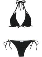 Amir Slama Faux Pearl Embellished Bikini Set - Black