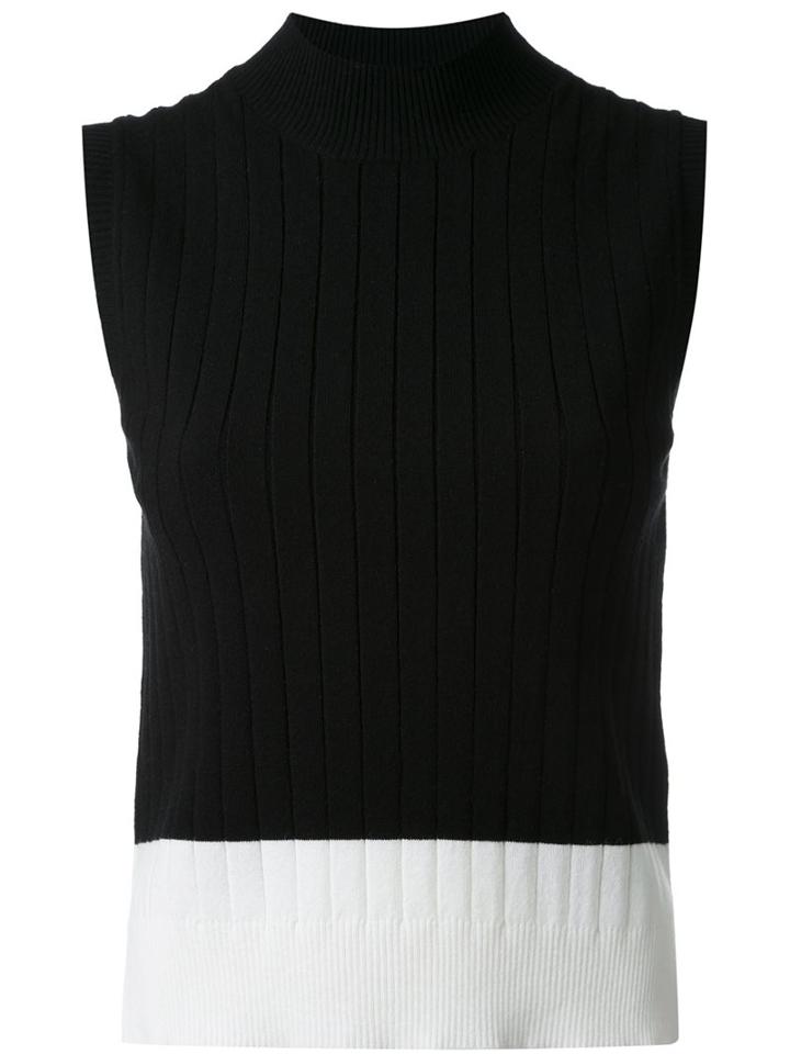 Loveless Ribbed Contrast Tank, Women's, Size: 36, Black, Rayon/polyester/nylon