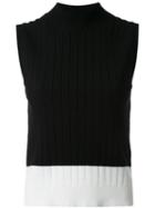 Loveless Ribbed Contrast Tank, Women's, Size: 36, Black, Rayon/polyester/nylon
