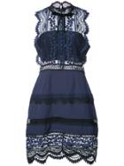 Self-portrait Lace-panelled Dress - Blue