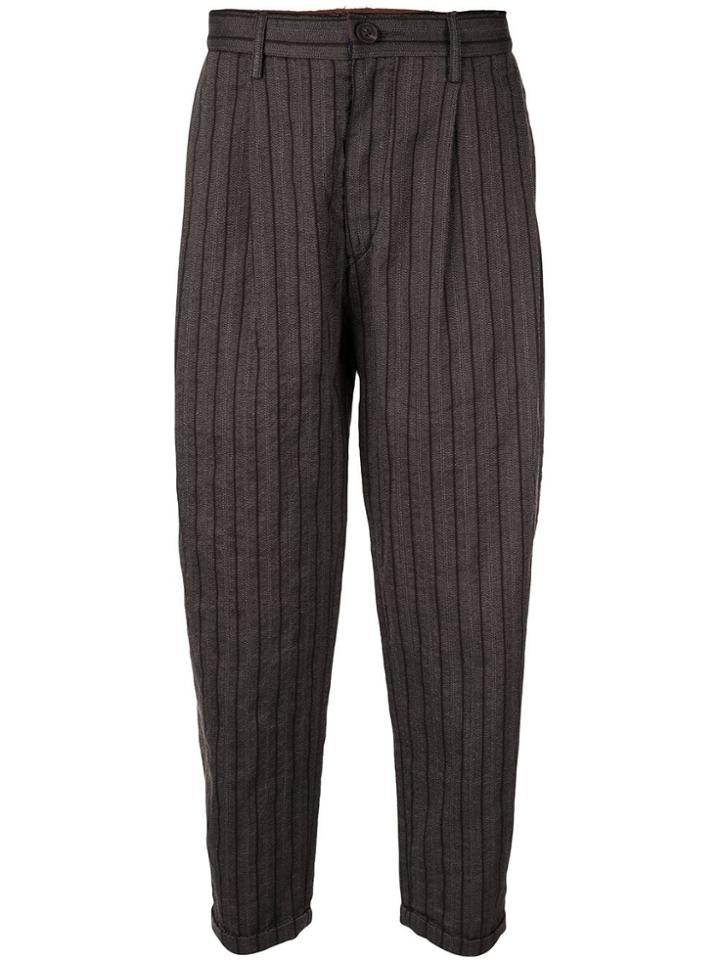 Ziggy Chen Striped Tapered Trousers - Grey