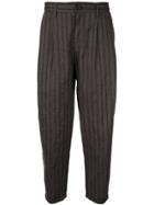 Ziggy Chen Striped Tapered Trousers - Grey