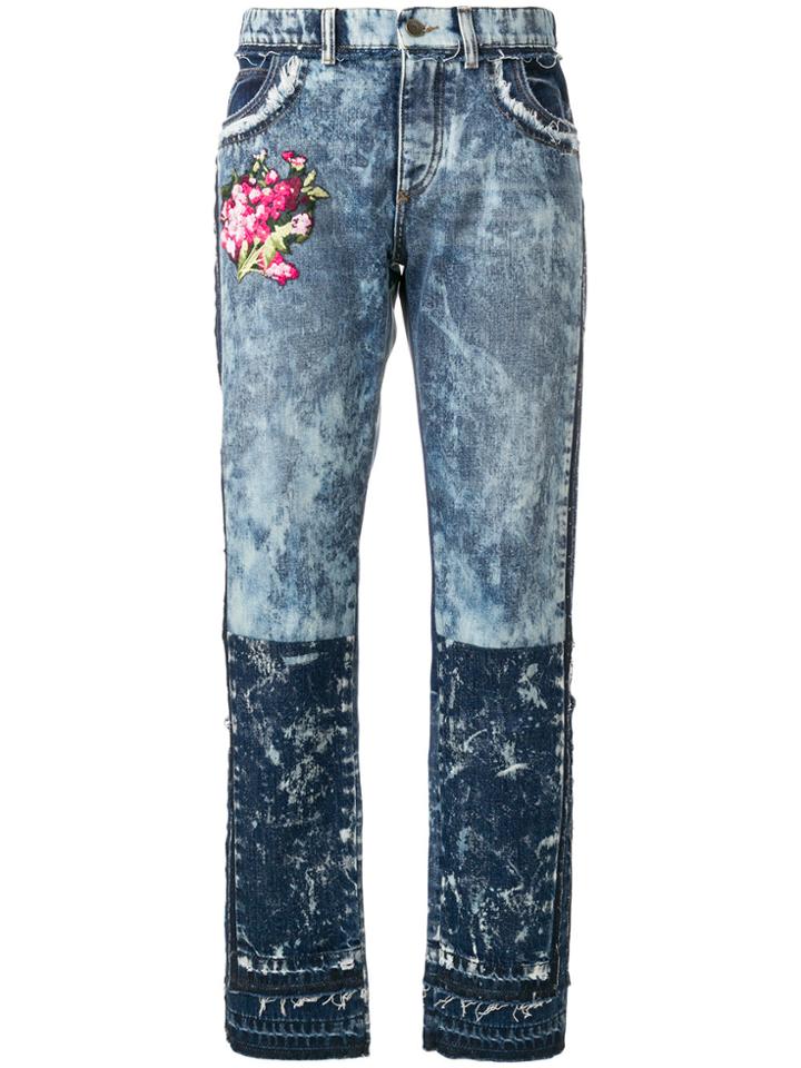 Dolce & Gabbana Embroidered Distressed Jeans - Blue