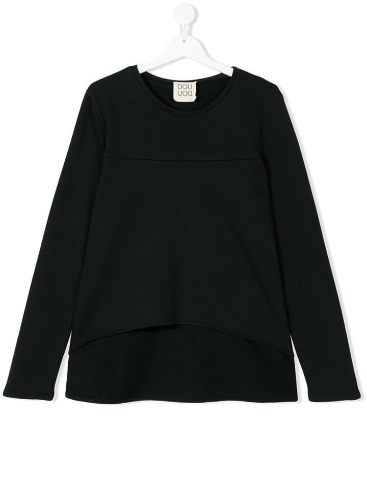 Douuod Kids Asymmetric Hem Sweatshirt - Black