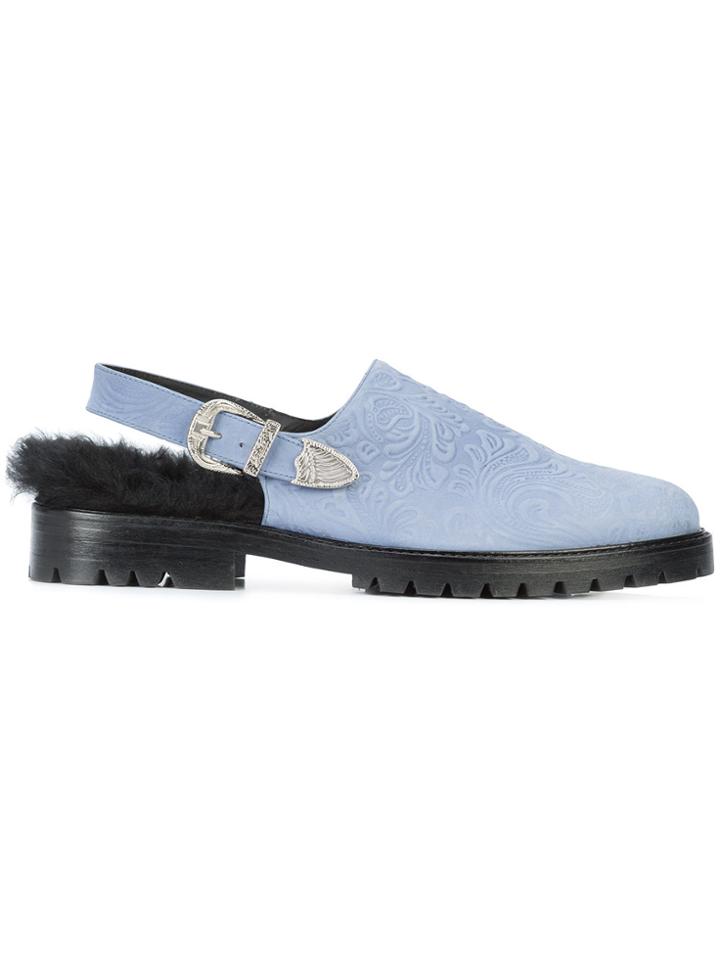 Toga Virilis Lace Detailed Open Back Oxfords - Blue