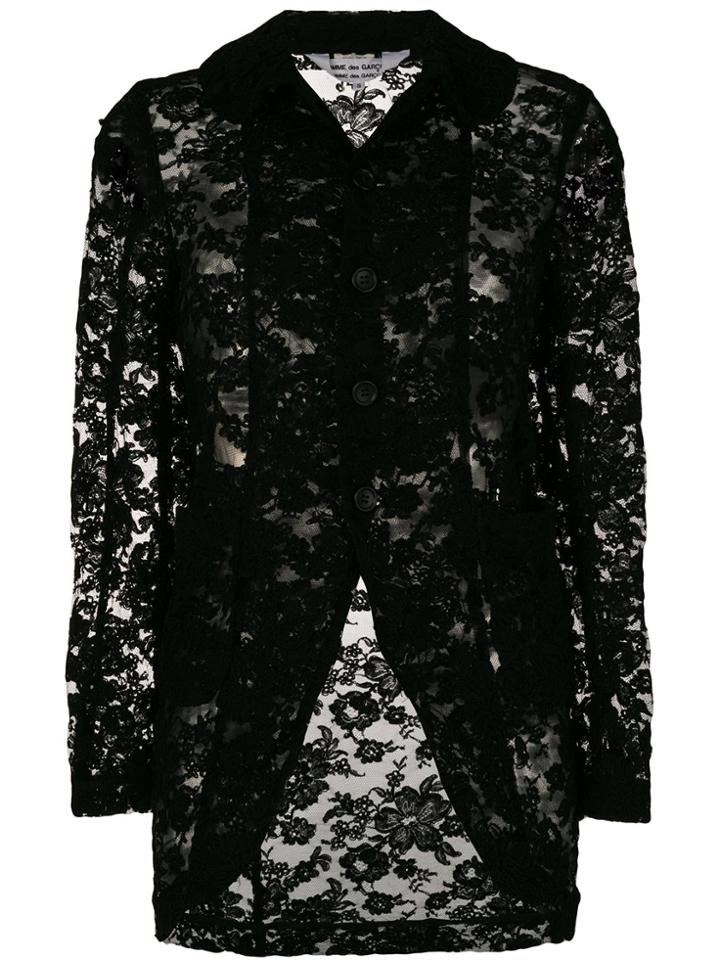 Comme Des Garçons Comme Des Garçons Floral Lace Detail Jacket - Black