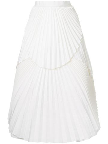 Eavis & Brown - Pleated Midi Skirt - Women - Silk - M, White, Silk