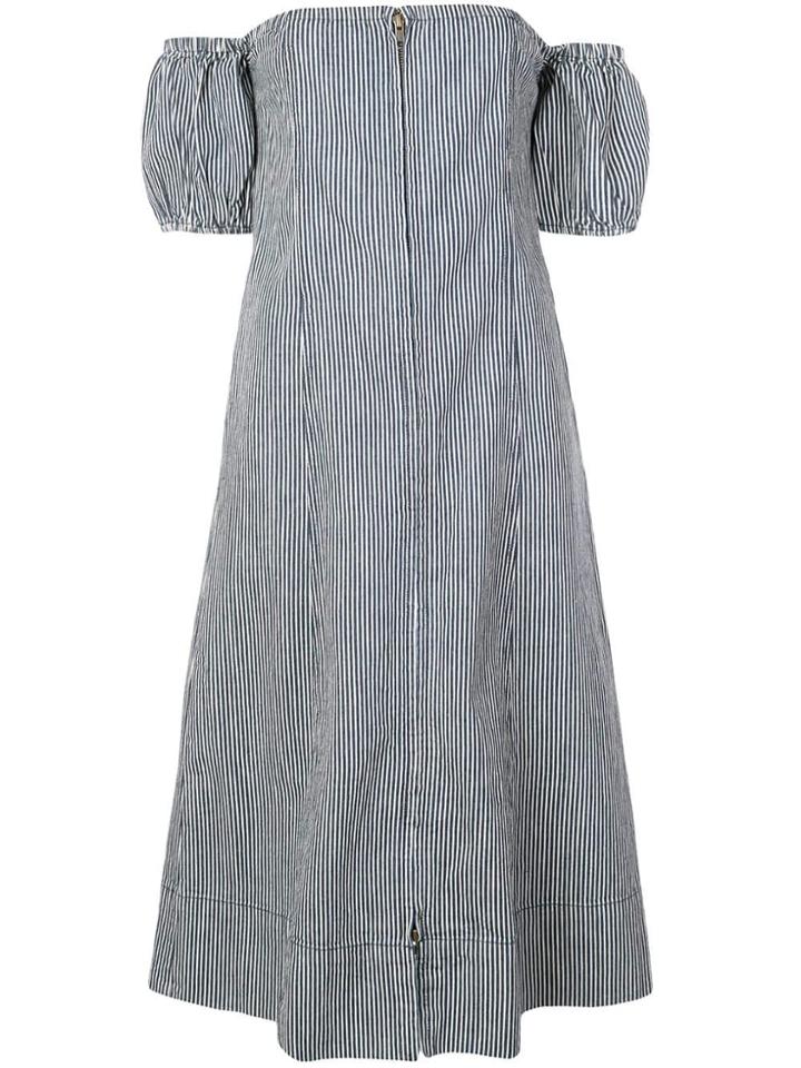 Apiece Apart Striped 'no-shoulder' Midi Dress - Blue