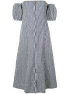 Apiece Apart Striped 'no-shoulder' Midi Dress - Blue