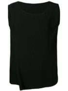 Issey Miyake - Asymmetric Neck Plissé Vest - Women - Polyester - 3, Black, Polyester