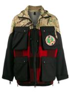 Griffin Print-mix Hooded Jacket - Black