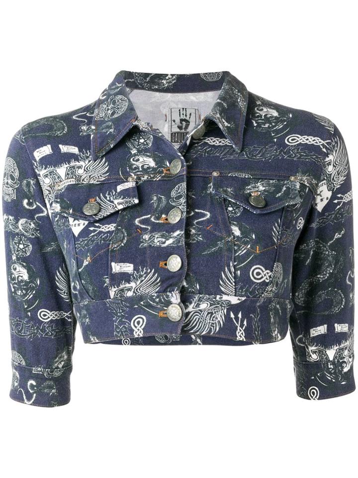 Jean Paul Gaultier Vintage Printed Denim Shrug - Blue