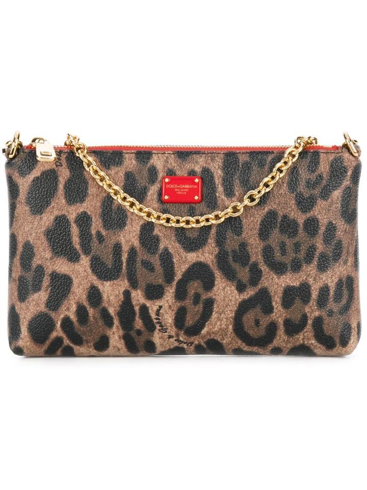 Dolce & Gabbana Mini Leo Crepe Clutch - Brown