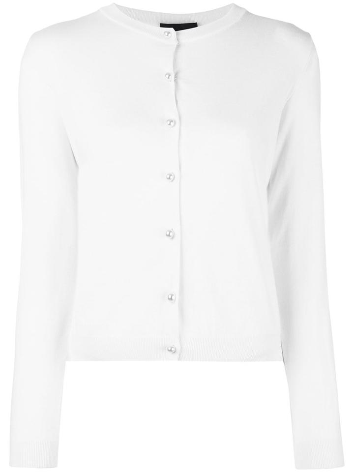 Boutique Moschino Classic Cardigan, Women's, Size: 44, White, Cotton/virgin Wool