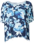 Raquel Allegra Frayed Printed Blouse, Women's, Size: 3, Blue, Silk