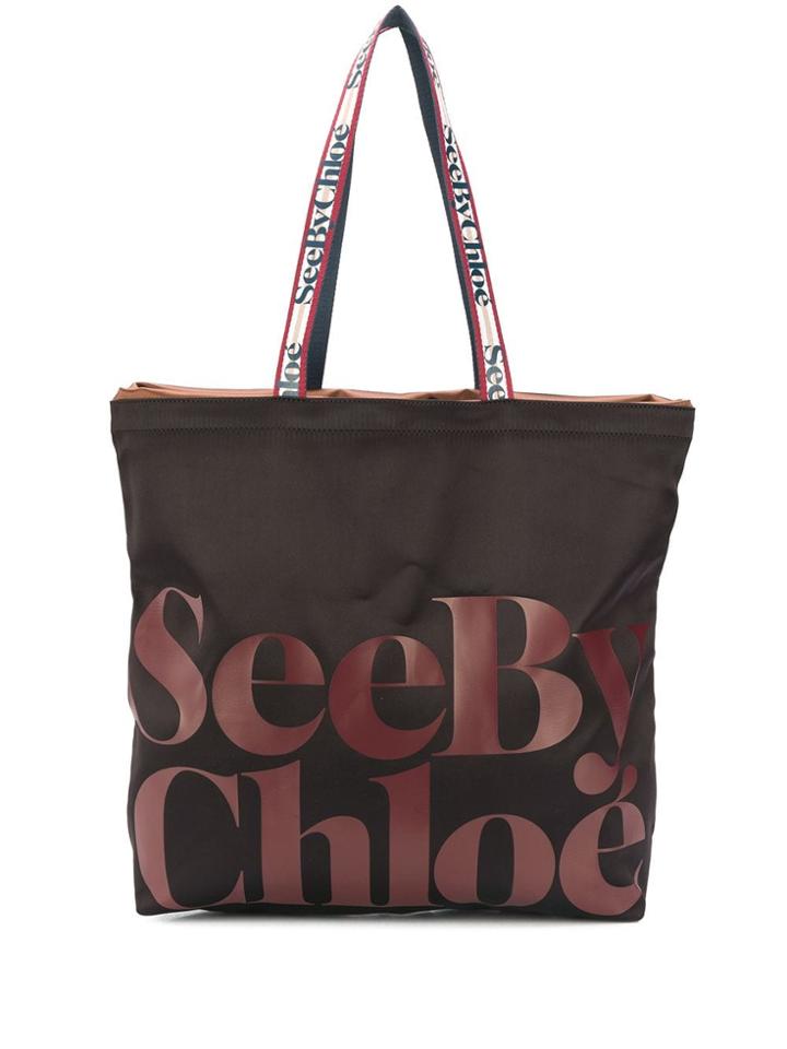 See By Chloé Logo Print Tote Bag - Black