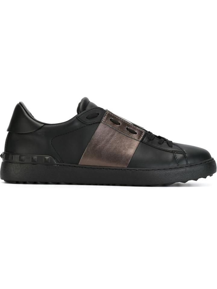Valentino Open Sneakers, Men's, Size: 44.5, Black, Leather/rubber