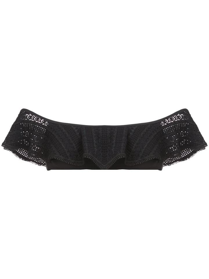 Jonathan Simkhai Crochet Ruffle Bikini Top - Black