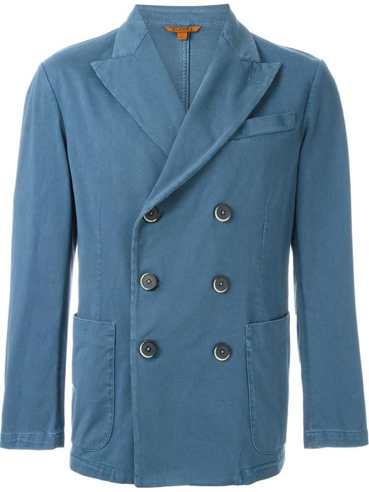 Barena Double Breasted Blazer, Men's, Size: 52, Blue, Cotton