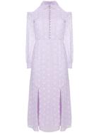 Vilshenko Broderie Anglaise Cold Shoulder Dress - Pink & Purple